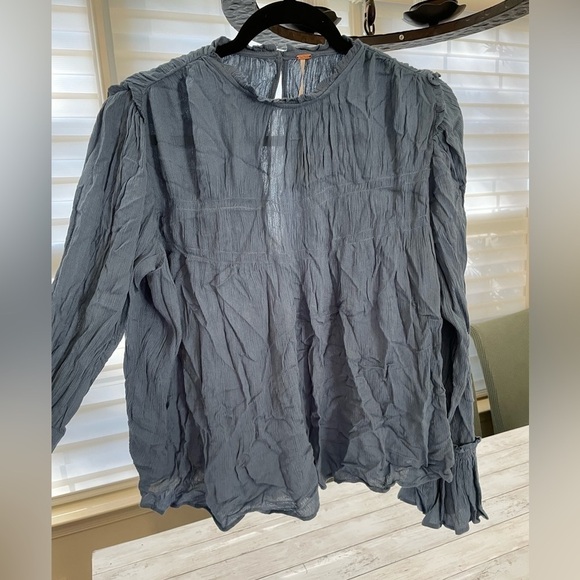 Free People Blue Top Bluose Size M Blue Metal NWT - Picture 1 of 6